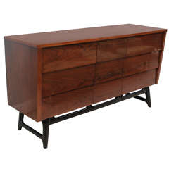 A Fine Italian Modern Mahogany and Ebonised 9 Drawer Chest