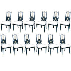 Vintage Set of 12 Maison Jansen Lyre Back Chairs