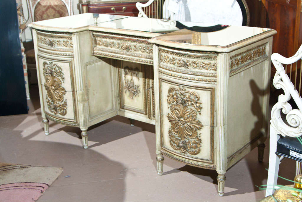Distressed Painted Vanity/Desk by Maison Jansen at 1stDibs