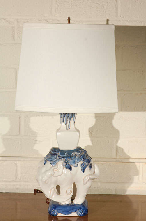Shaded elephant table lamp signed Bitossi.