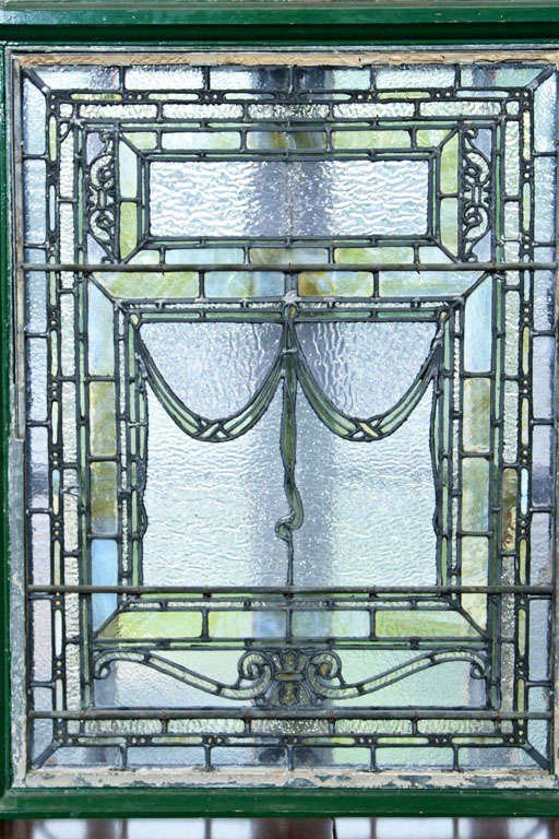 American Antique Arch Top Stain Glass Window