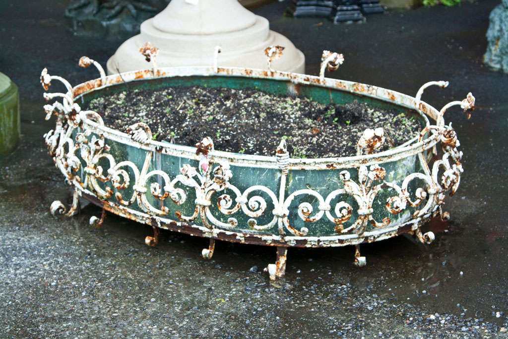 American Antique Decorative Wrought Iron Oval Planter