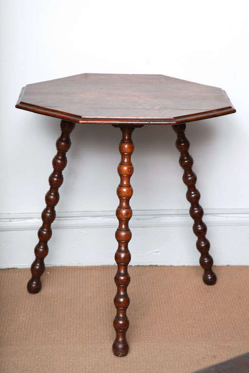 19th Century English Oak Bobbin Turned Octagonal Table 1