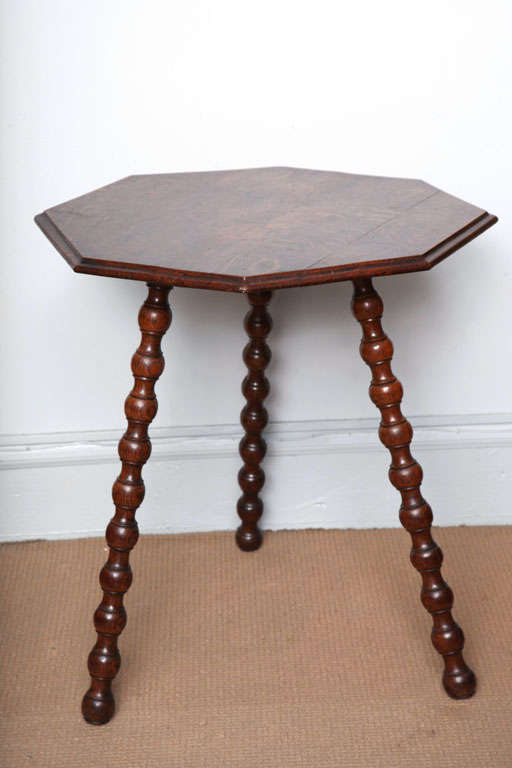 19th Century English Oak Bobbin Turned Octagonal Table 2