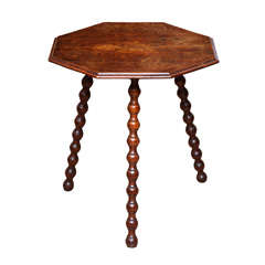 19th Century English Oak Bobbin Turned Octagonal Table