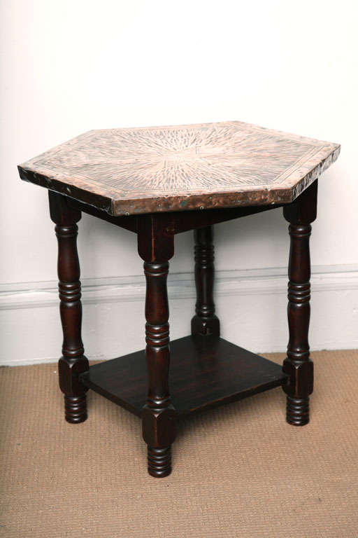 20th Century English Arts and Crafts Hammered Copper Table