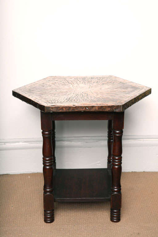 English Arts and Crafts Hammered Copper Table 2