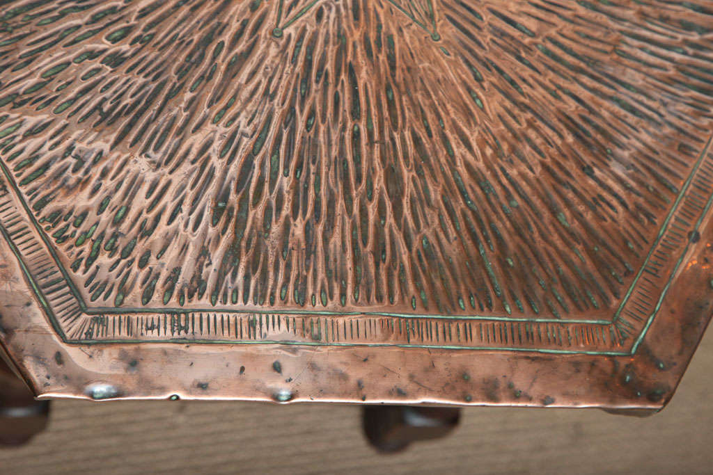 English Arts and Crafts Hammered Copper Table 5