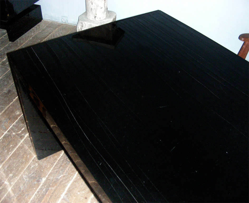 Oak 1970s Black Lacquered Desk For Sale