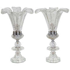 Pair of Hollywood Regency Molded Glass Lamps