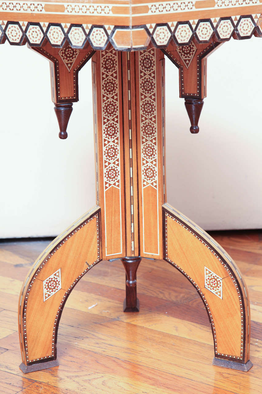 Syrian Moorish Inlaid Hexagonal Table