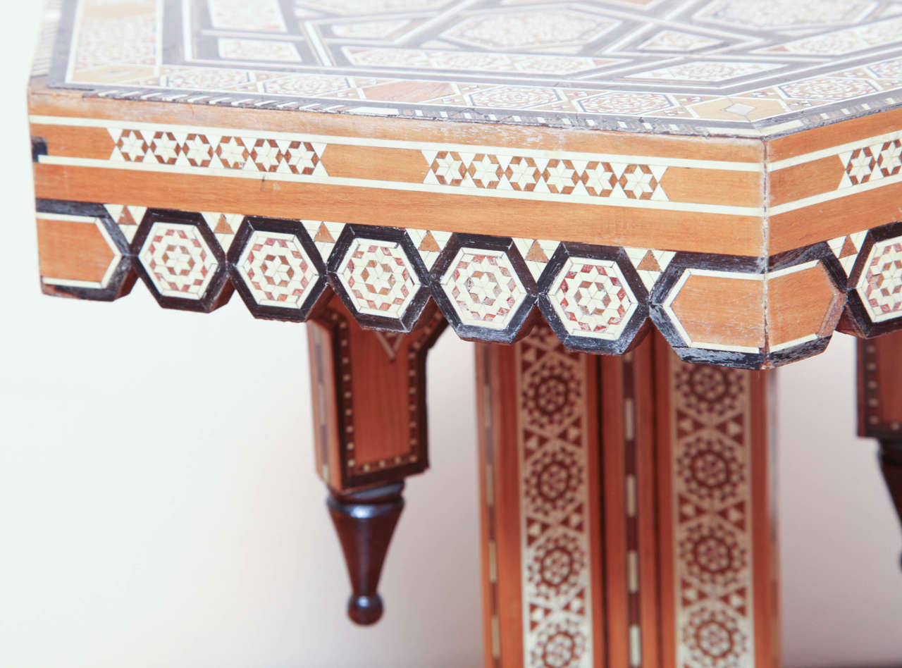 20th Century Moorish Inlaid Hexagonal Table