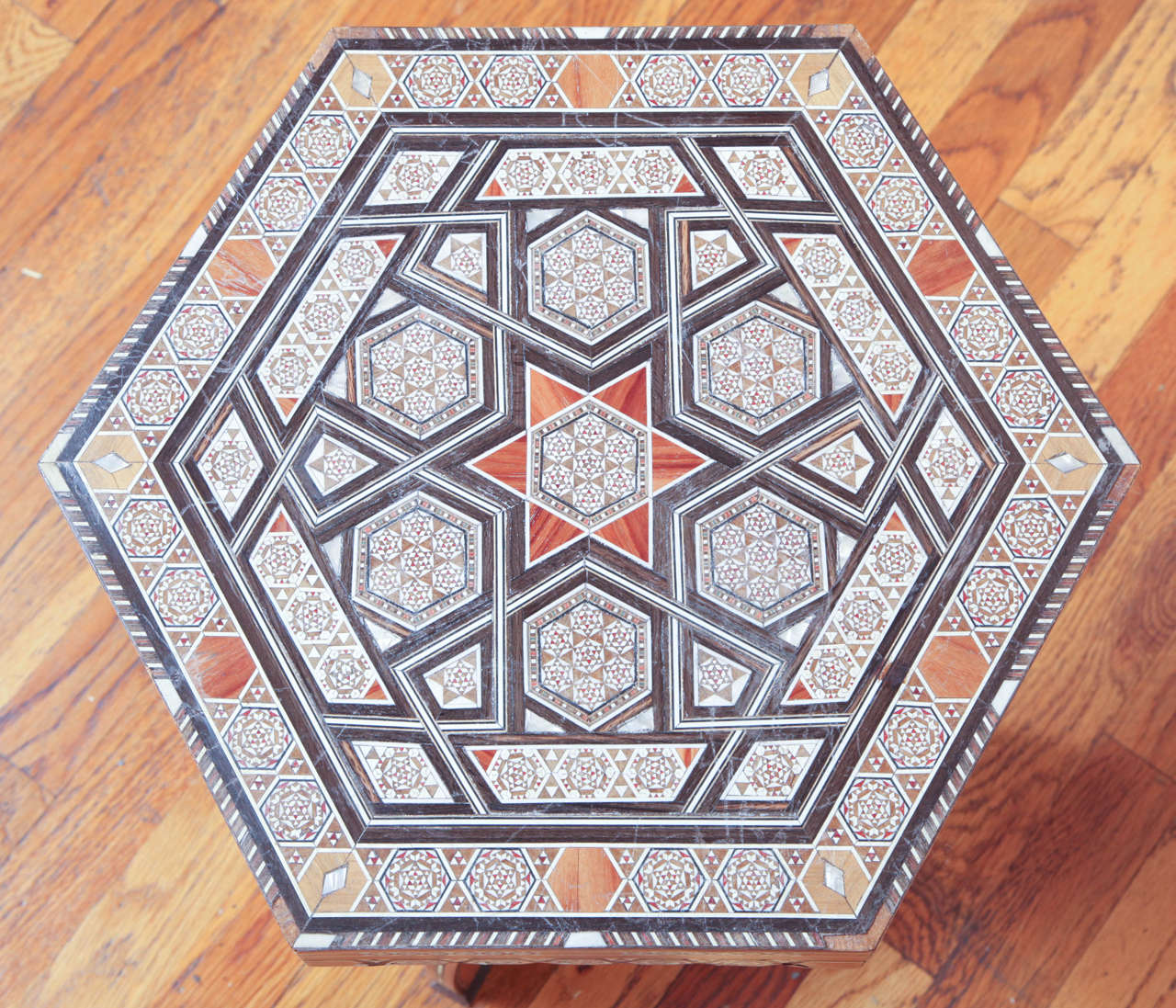 Moorish Inlaid Hexagonal Table 1