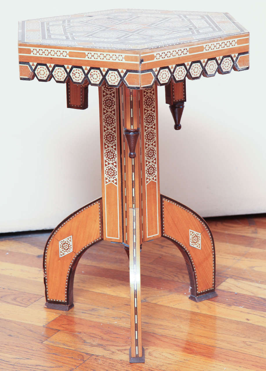 Moorish Inlaid Hexagonal Table 4