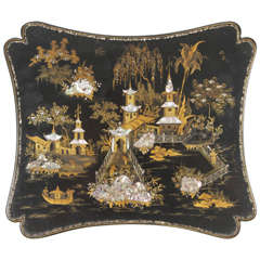 English Chinoiserie Panel inlaid with Mother of Pearl, circa 1885