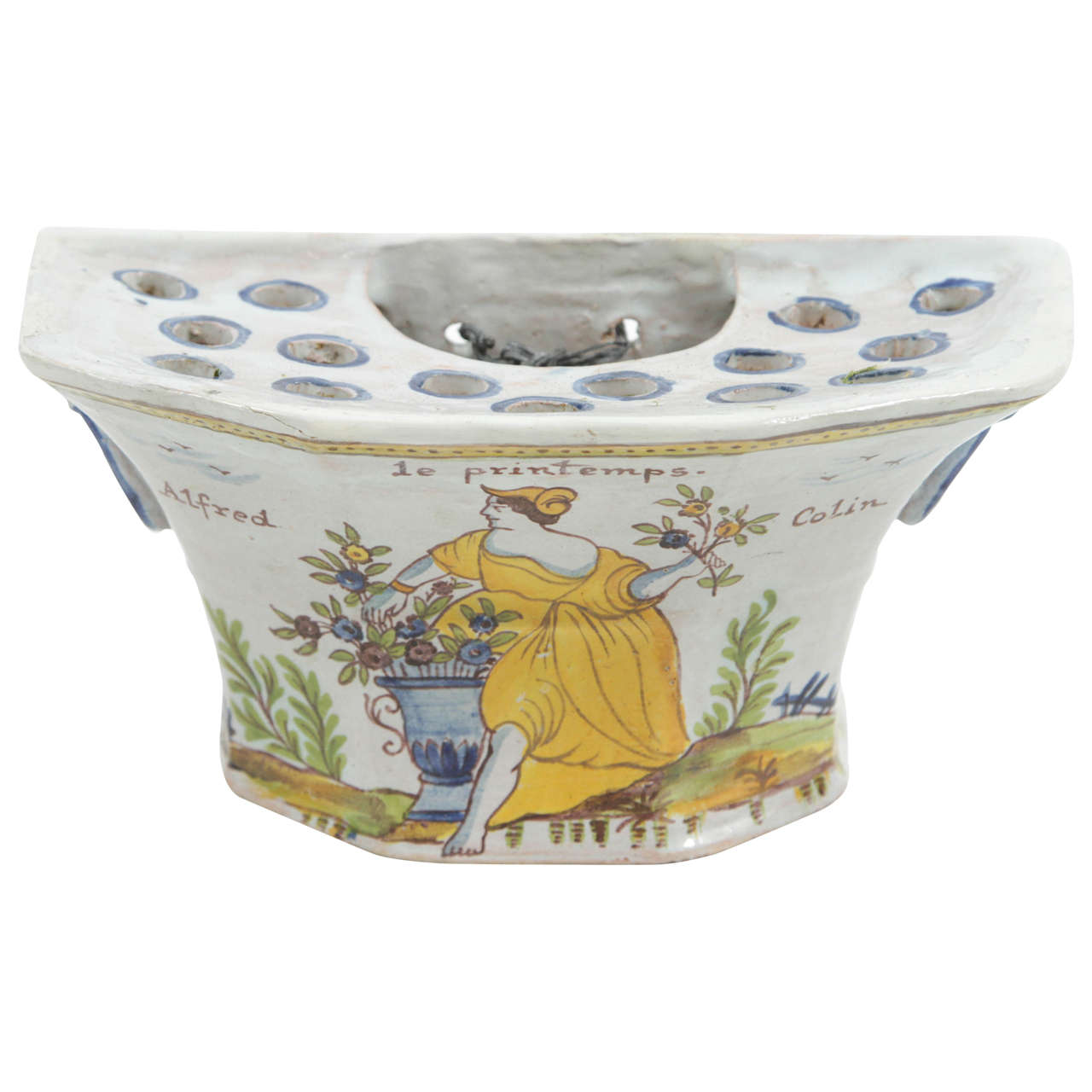 French Faience Hanging Bough Pot, 19th Century For Sale