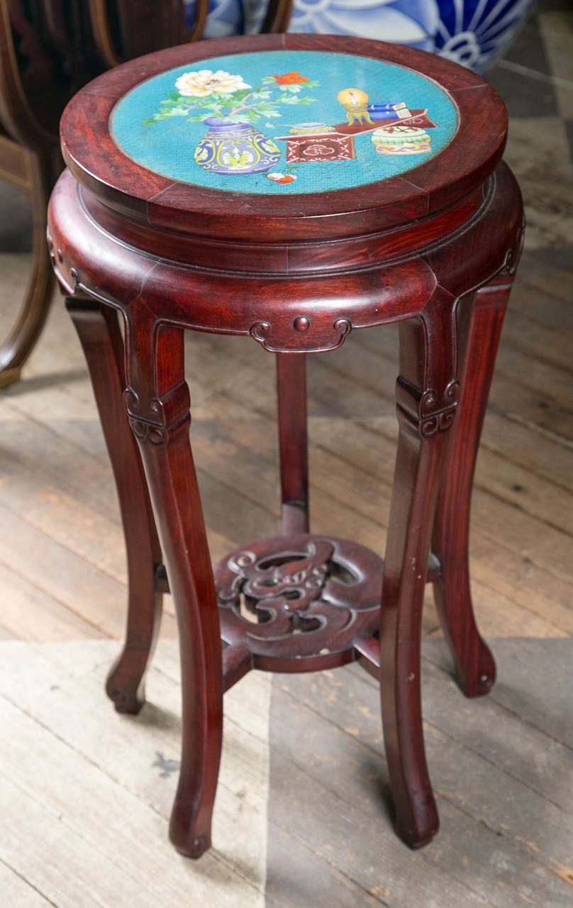 Pair of Rosewood and Champlevé Five Legged Stands