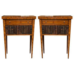 Antique Pair of Faux Book Fronted End or Game Tables