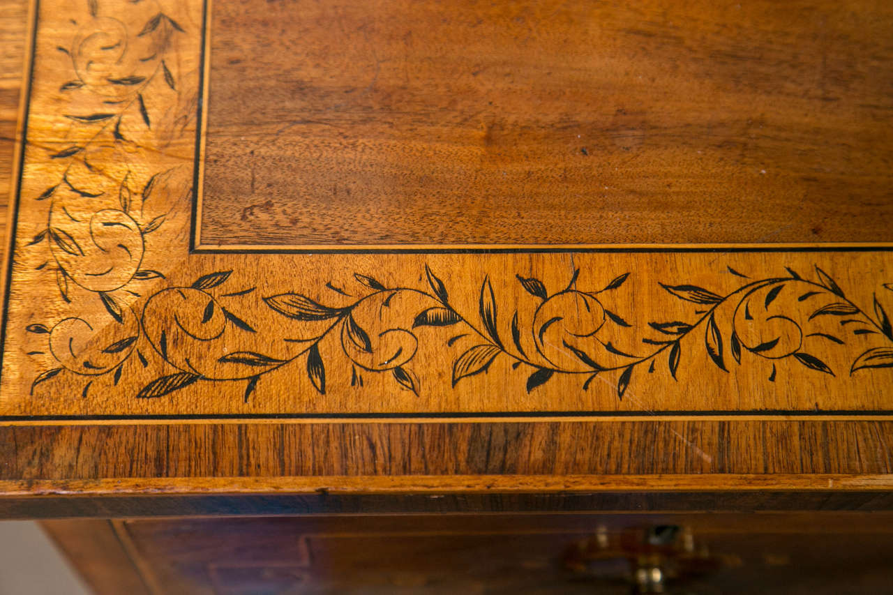 British Inlaid and Pen Work Knee Hole Desk For Sale