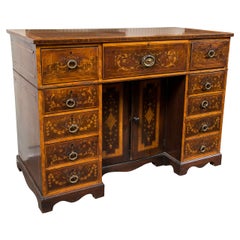 Inlaid and Pen Work Knee Hole Desk