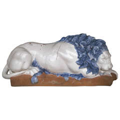 Great Pair of Glazed Terra Cotta Lions 3