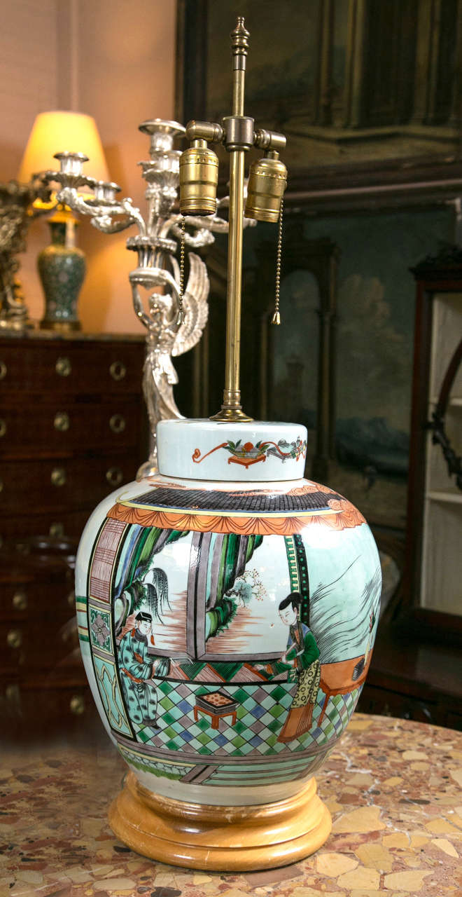 Pair of 19th Century Chinese Porcelain Ginger Jar Lamps 3