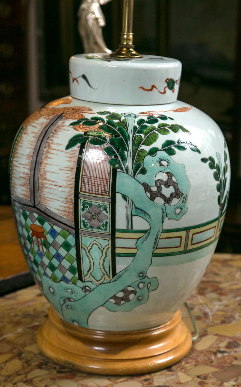 Pair of 19th Century Chinese Porcelain Ginger Jar Lamps 5