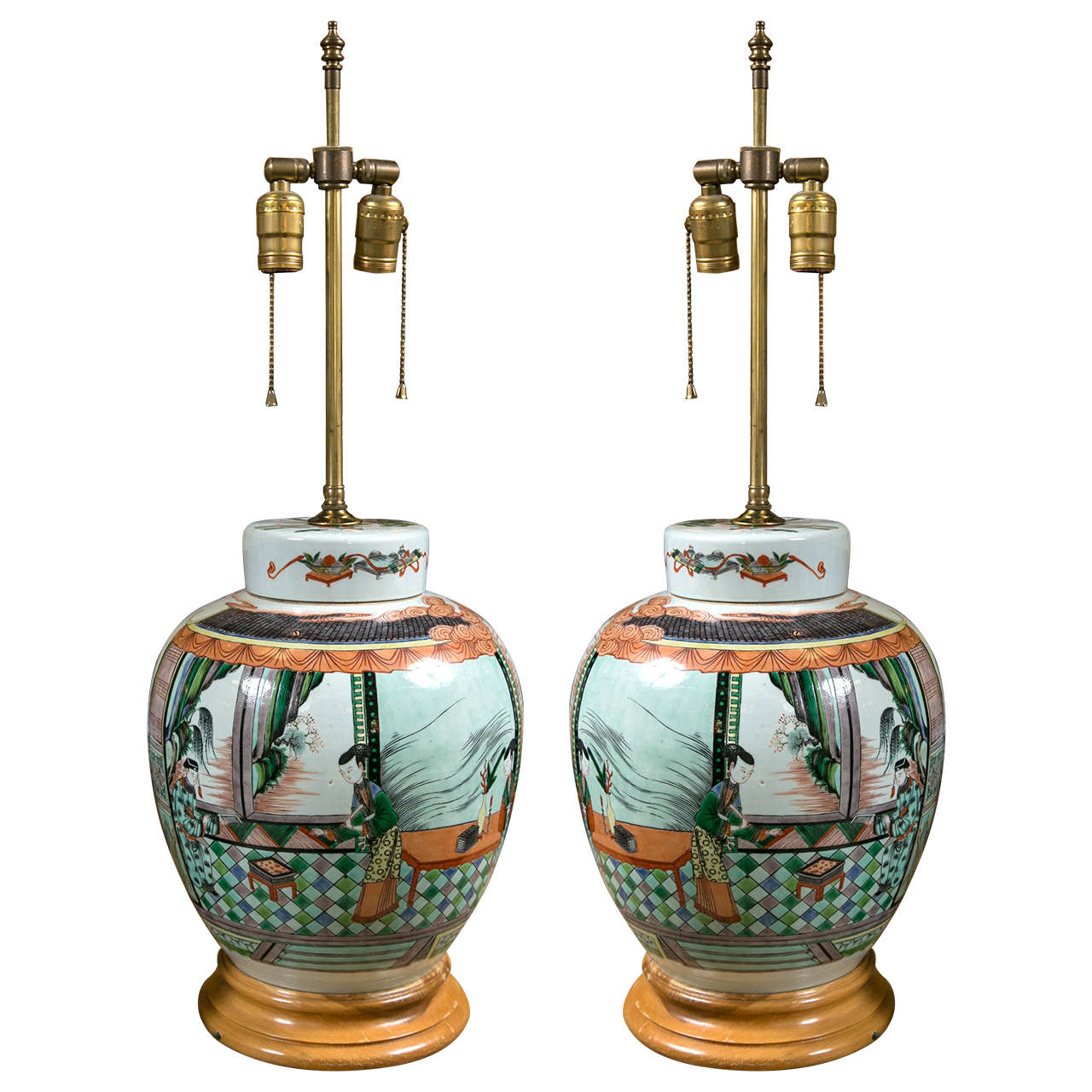 Pair of 19th Century Chinese Porcelain Ginger Jar Lamps