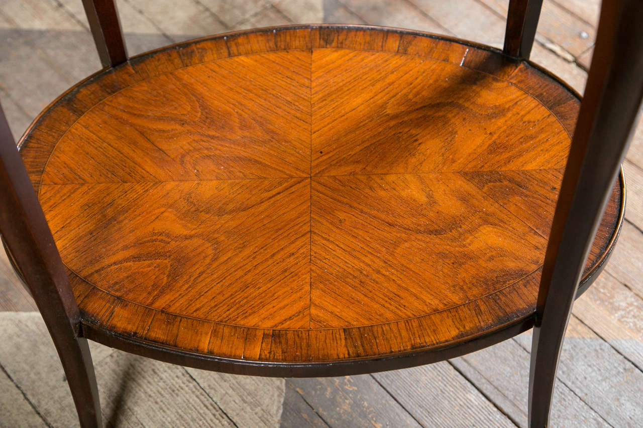Antique Oval MarquetryTop TwoTier French End Table at 1stDibs