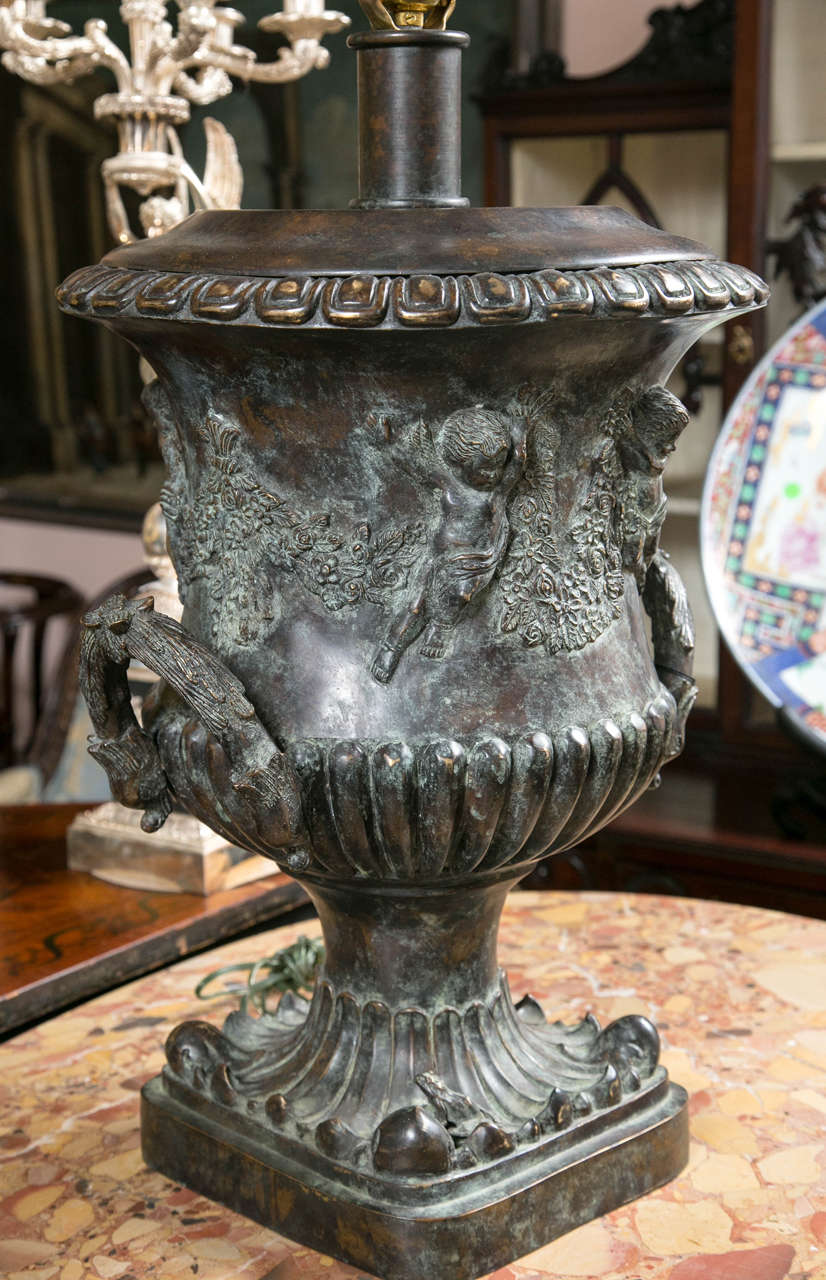 Pair of Cast Bronze Urn Lamps by Maitland Smith For Sale at 1stDibs