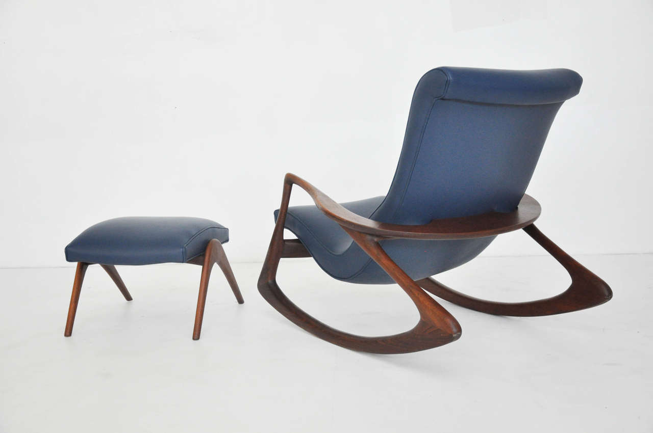 Mid-Century Modern Vladimir Kagan Rocking Chair with Ottoman