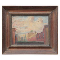 New York with Chrysler Building in Distance Painting Signed "Gilvanez"