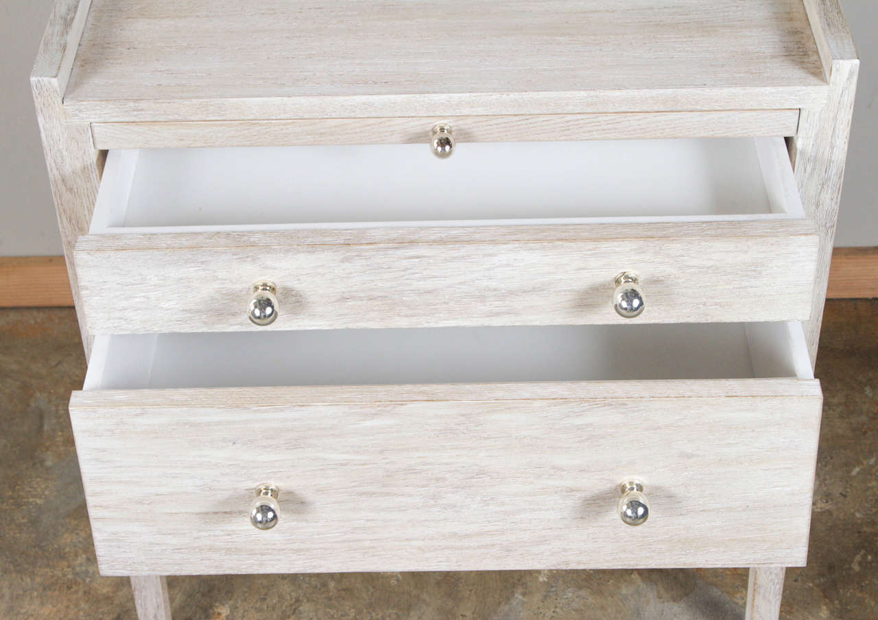 American Pair of Distressed Side Tables or Nightstands with Pull-Out Tray