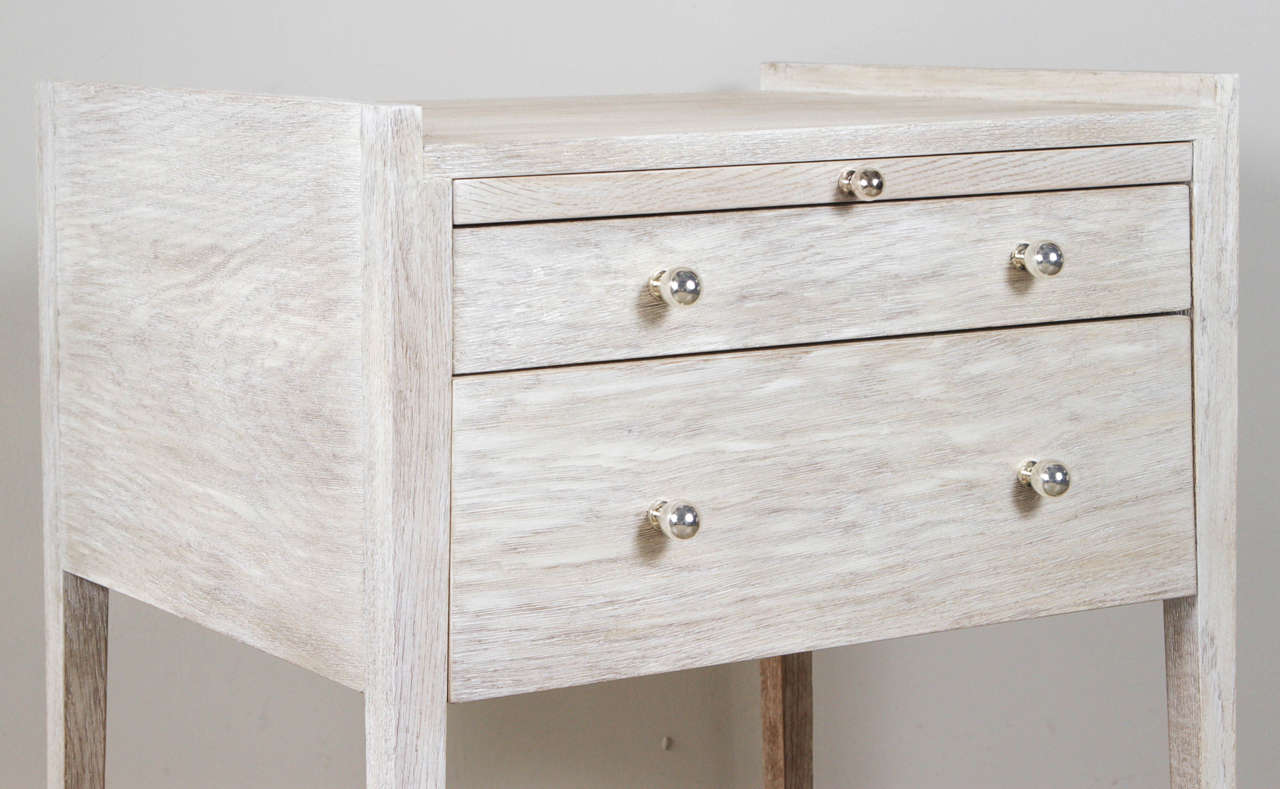 Wood Pair of Distressed Side Tables or Nightstands with Pull-Out Tray
