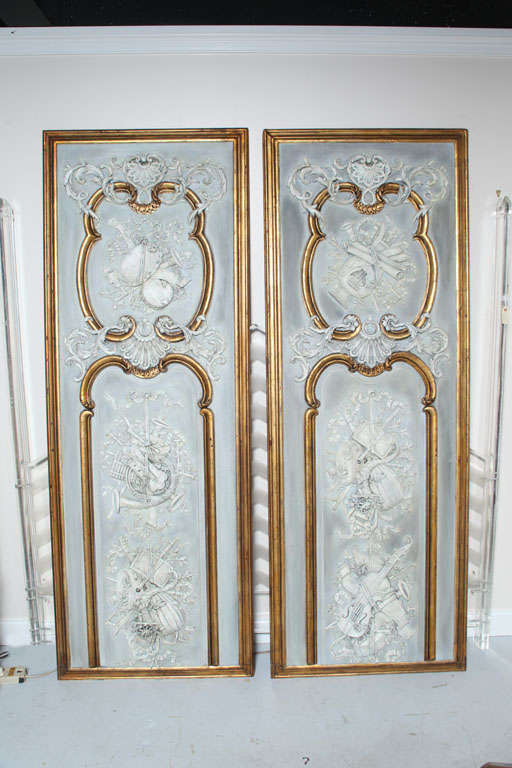 Magnificent Palr of French Musical Boiserie Panels