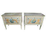 Pair 19Th C Italian Painted Commode
