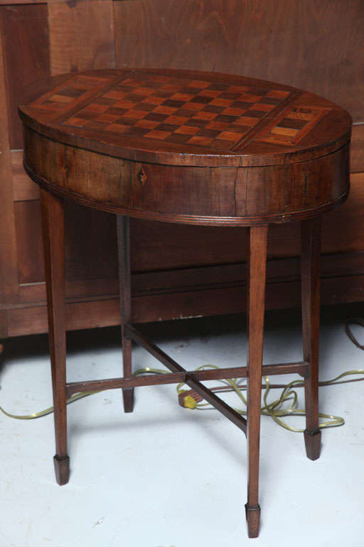 Oval Marquetry Game Table