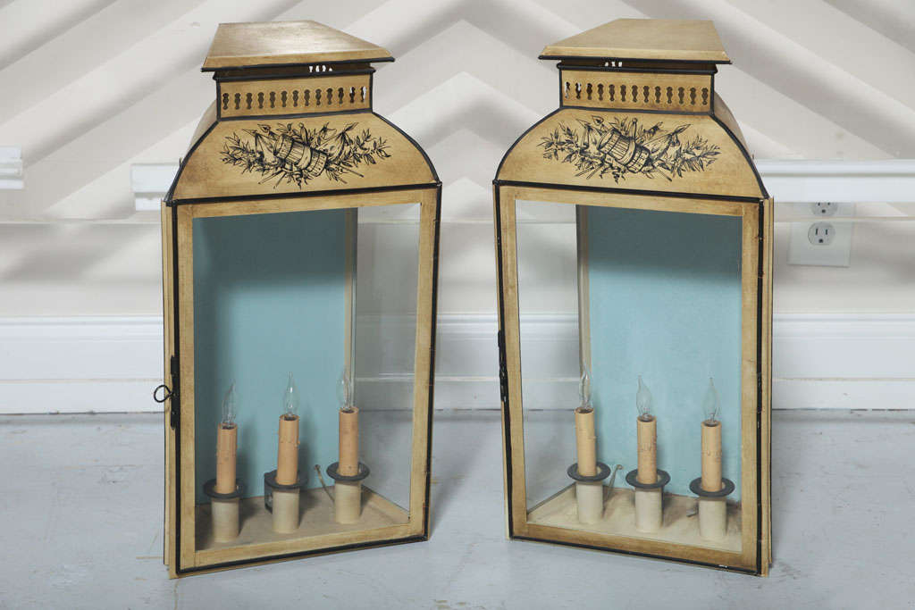 Pair of Mid Century French Tole Lanterns