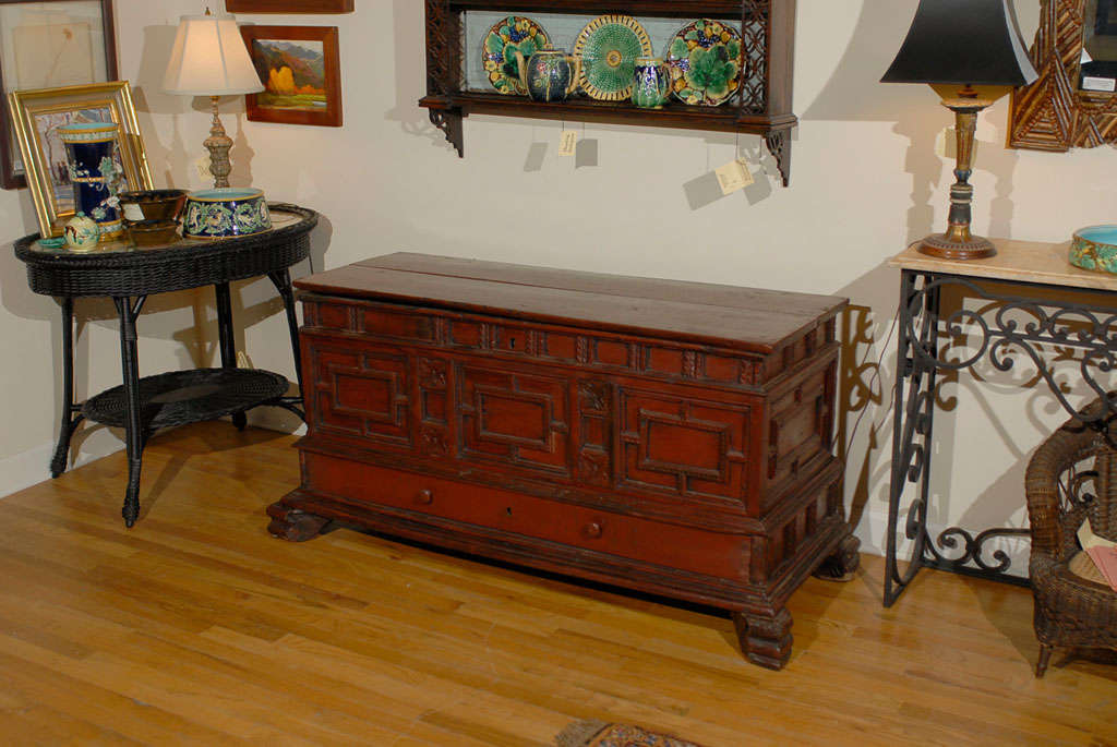 19th Century Painted Spanish Coffer For Sale 6