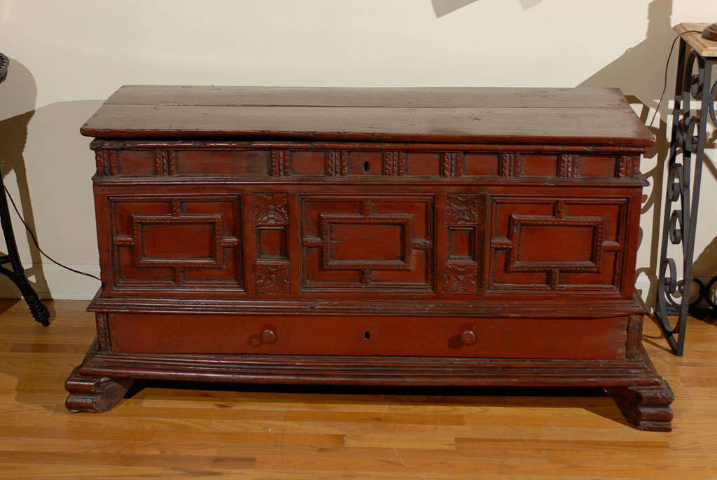 19th Century Painted Spanish Coffer For Sale 2