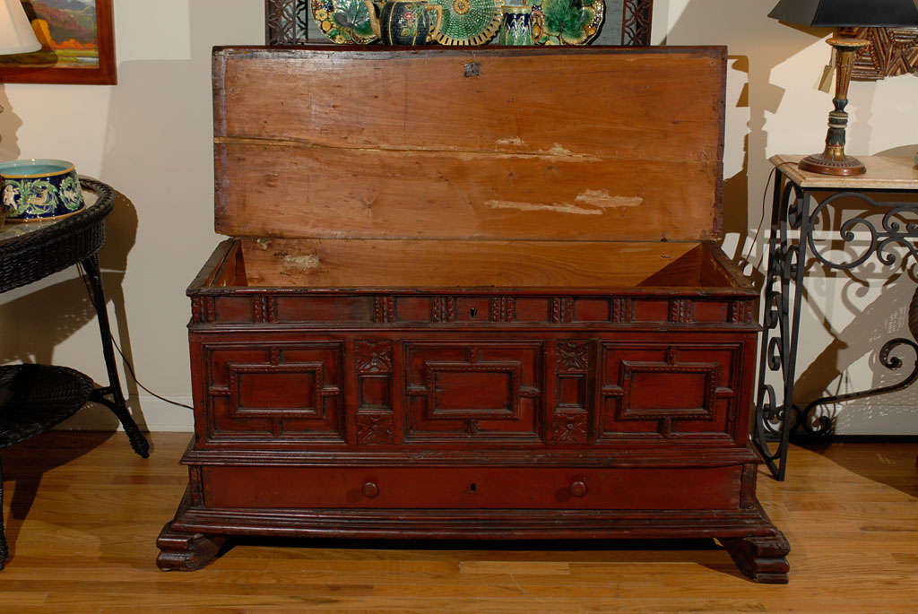 19th Century Painted Spanish Coffer For Sale 3