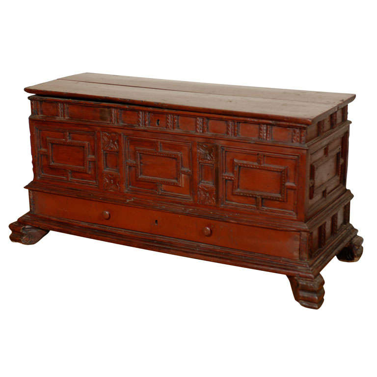 19th Century Painted Spanish Coffer For Sale