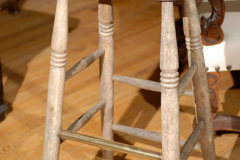 19th Century English Elm Weathered Stool 1