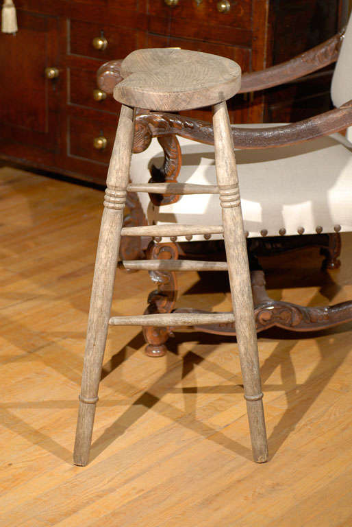 19th Century English Elm Weathered Stool 6
