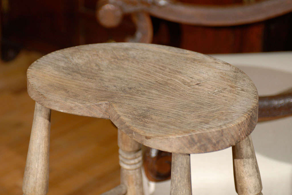 19th Century English Elm Weathered Stool 7