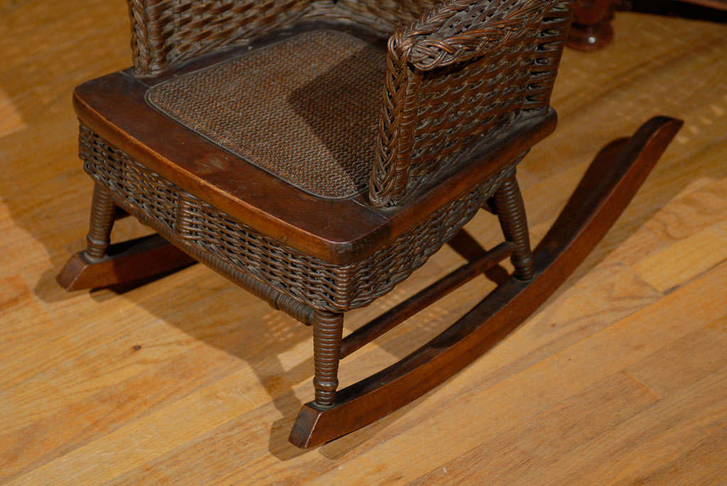 Reed Rare Natural Wicker Child's Rocker C1920s