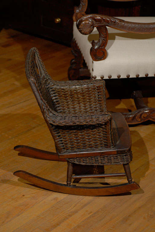 Rare Natural Wicker Child's Rocker C1920s 2