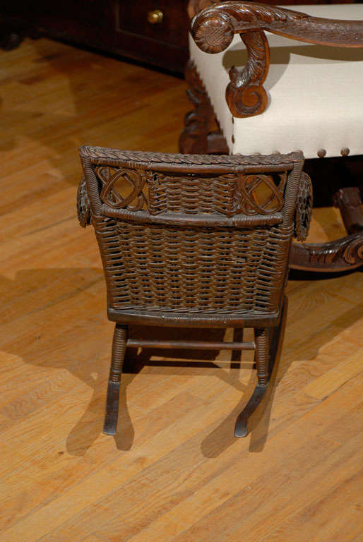 Rare Natural Wicker Child's Rocker C1920s 3