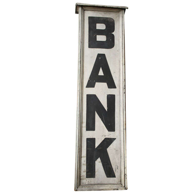 Vintage "BANK" Sign at 1stDibs