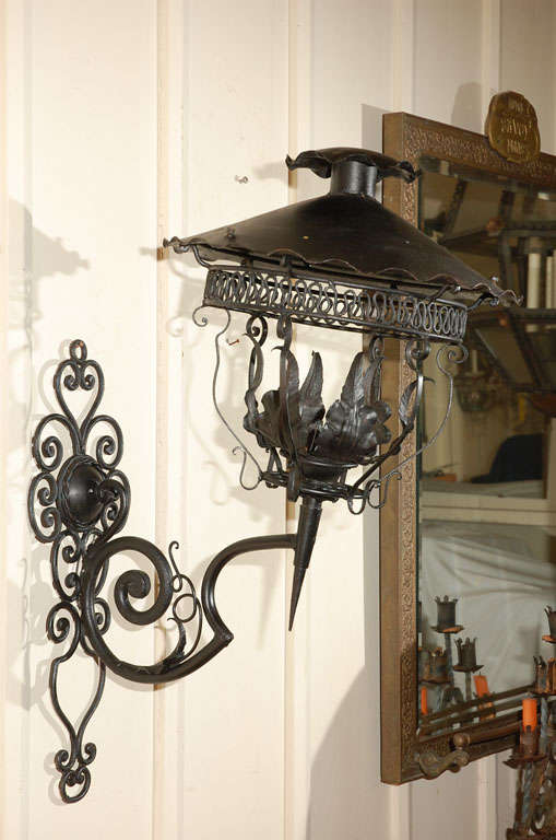Pair of Large Hand Wrought Iron Sconces